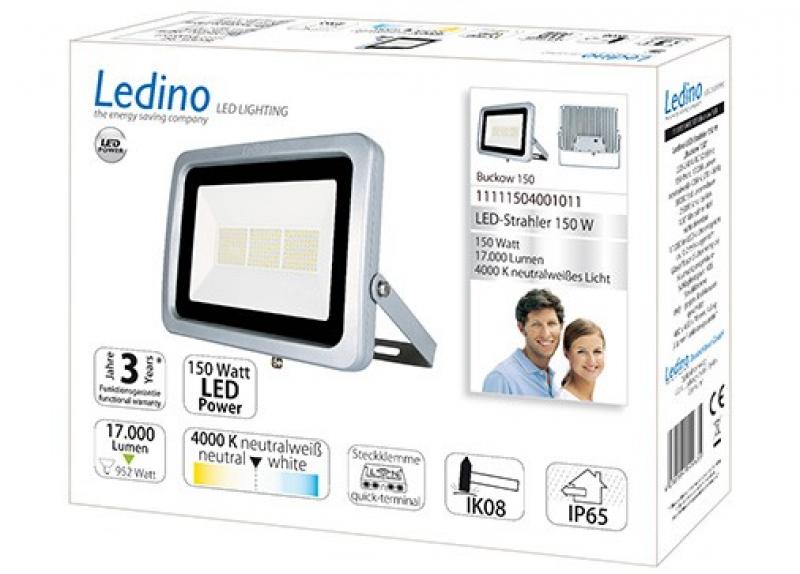 Ledino LED-Strahler Buckow 150 150W, 17000lm, 4000K, silber