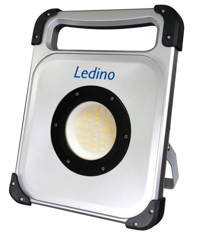 Ledino Akku LED-Baustrahler Veddel 30 Bauleuchte 30W + 3W tageslichtweiss 6500K IP54 mit Wechselakku & Zusatzleuchte & USB