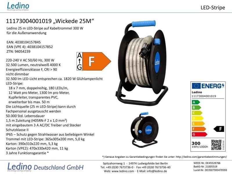 Ledino 25 m LED-Stripe „Wickede 25M“ auf Kabeltrommel 300 W