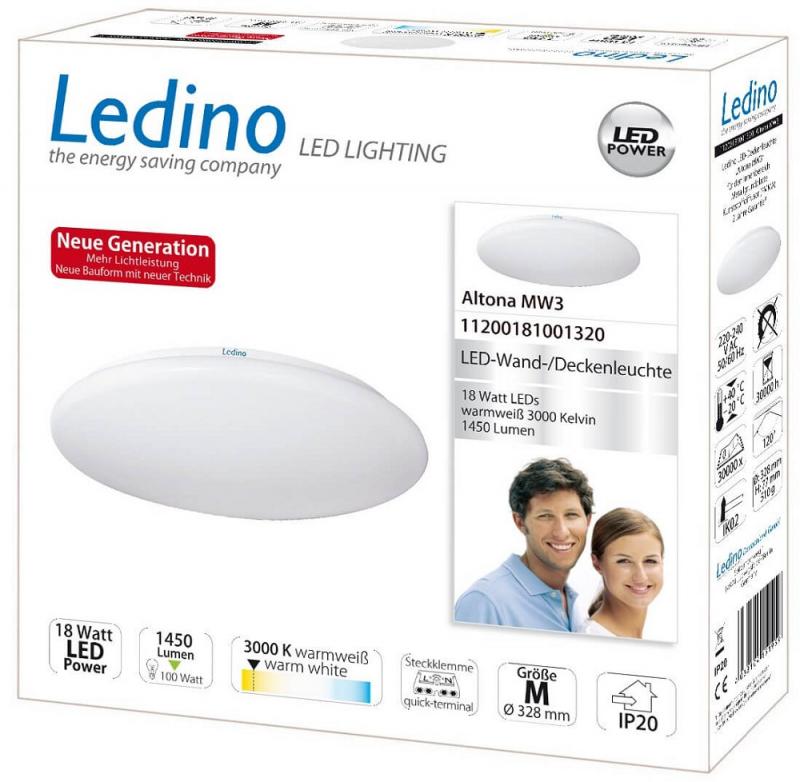 Ledino LED-Leuchte Altona MW3 18W 3000K warmweißes Licht 34cm IP20 - Treppen- und Flurbeleuchtung