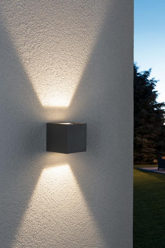 Lichtspiel LED Außenwandleuchte Special Cybo eckig grau Aluminium Paulmann 18000