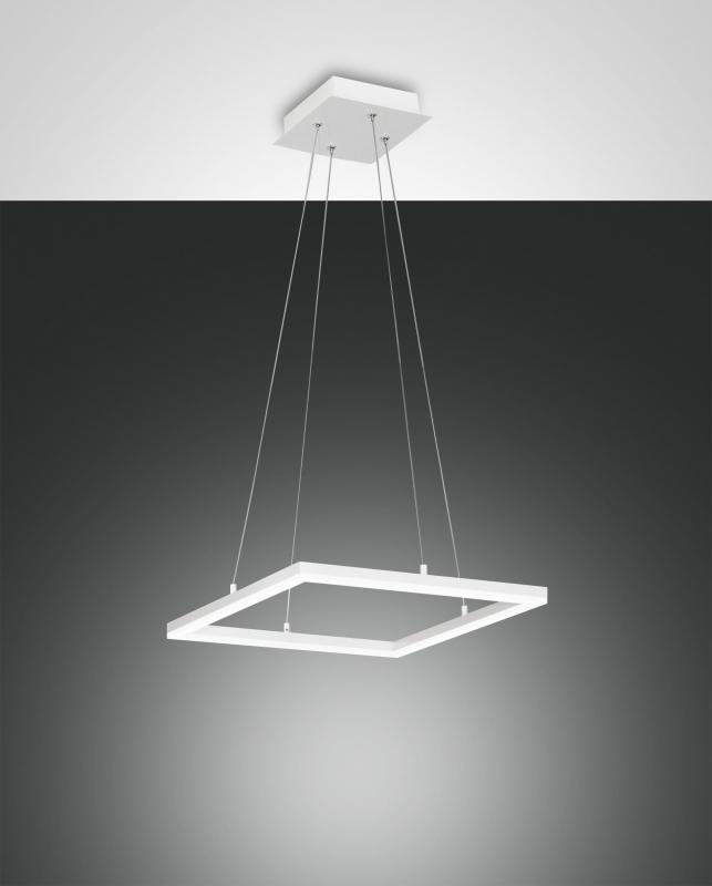 Elegante quadratische Bard LED-Pendelleuchte Weiss 42x42cm Fabas Luce