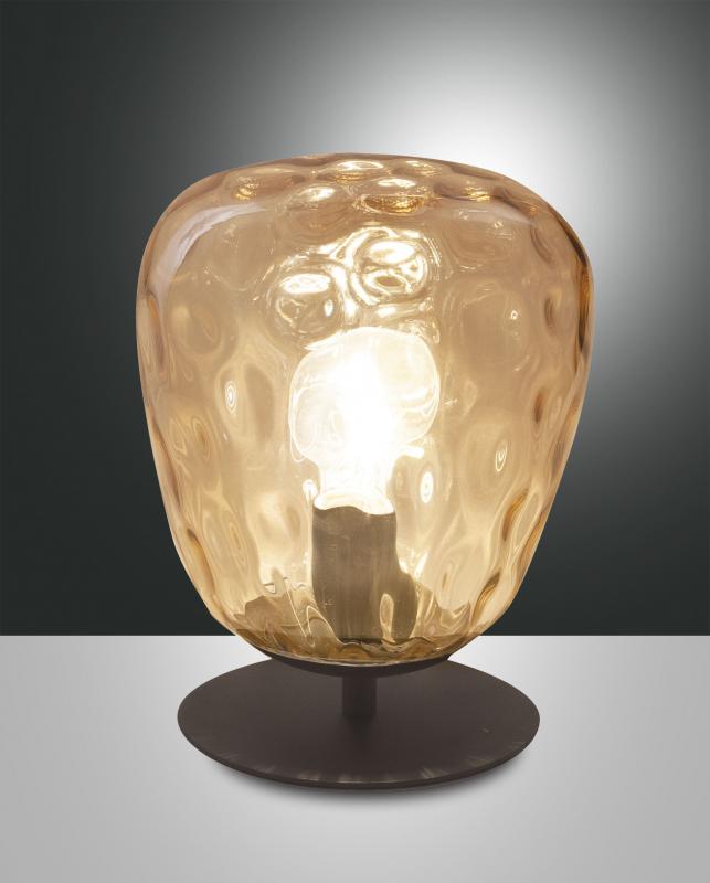 Gisella Tischleuchte in Amber aus mundgeblasenem strukturiertem Glas von Fabas Luce