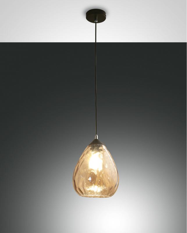 Gisella Pendelleuchte in Amber aus mundgeblasenem Glas italienisches Design von Fabas Luce