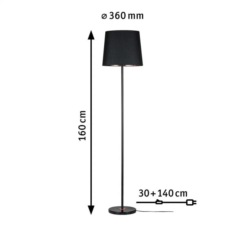 Konische Neordic Enja Stehleuchte in edlem Schwarz/Kupfer Paulmann 79612