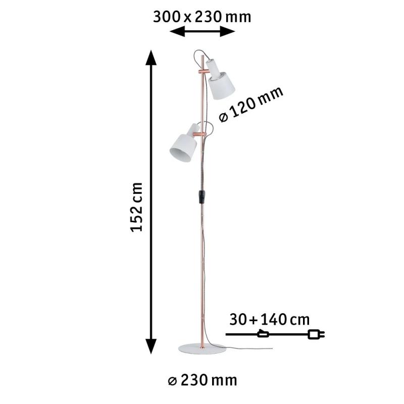 Neordic Haldar Stehleuchte im nordischen Design Weiß/Kupfer Paulmann 79660