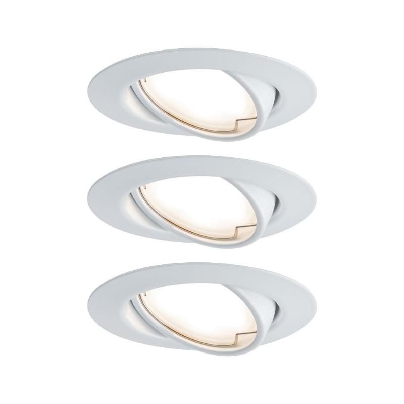 3-er Set schwenkbare LED Einbauleuchten Base Coin Weiß/Metall Paulmann 93423