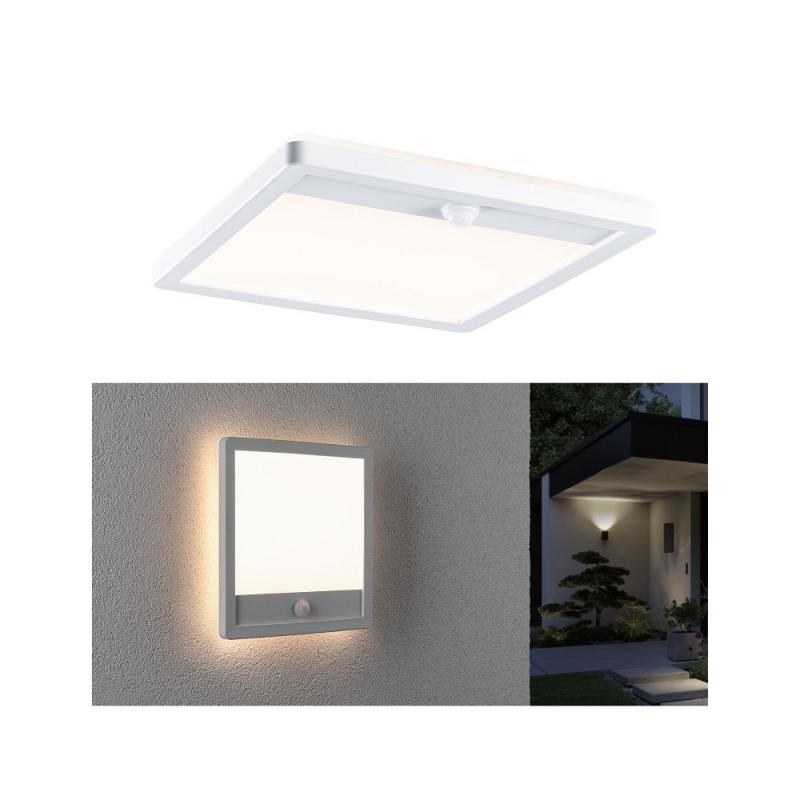 Paulmann 94663 LED Außenpanel Lamina Backlight Bewegungsmelder seewasserresistent Spritzwasser geschützt eckig 250x47mm warmweiß 14,5W Weiß Kunststoff