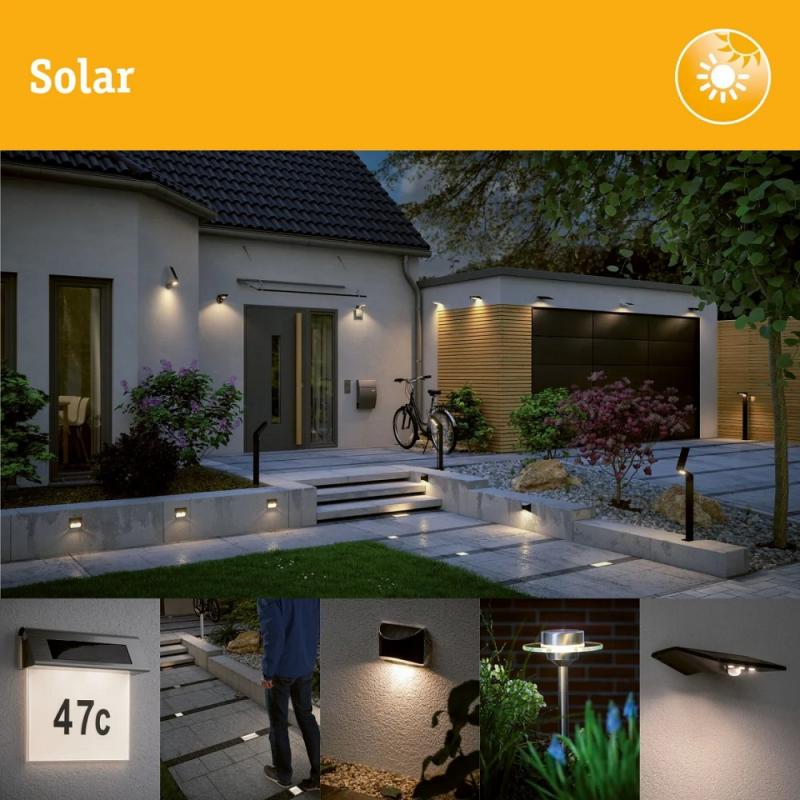 Paulmann 94855 Solar LED Außenwandleuchte Bordola mit Bewegungsmelder