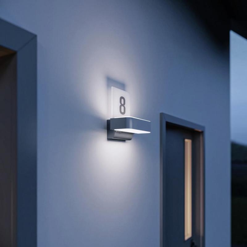 STEINEL L 820 S LED Wandleuchte & Hausnummernleuchte in Anthrazit mit Sensor