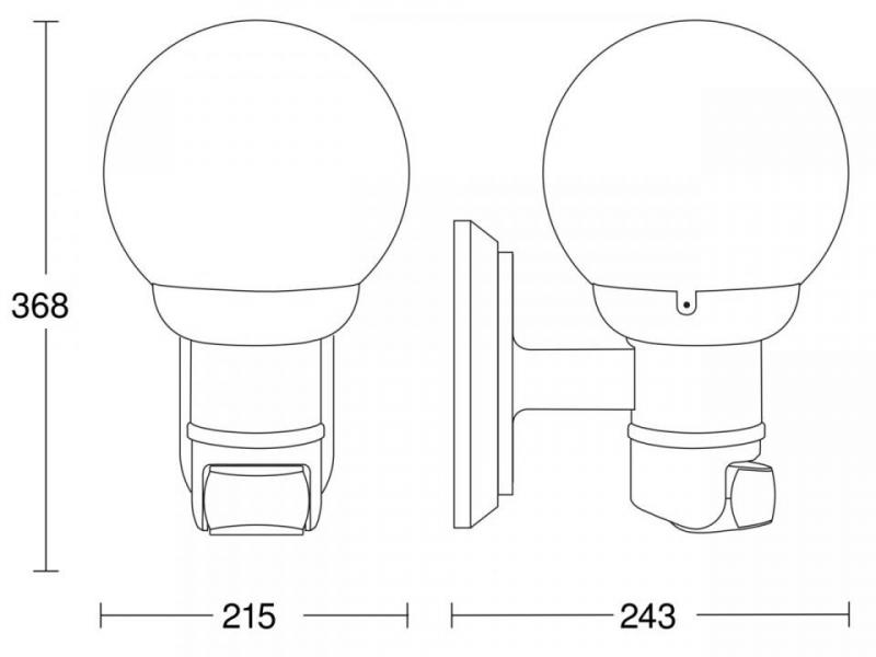 STEINEL L 560 S Sensor-Außenwandlampe in Weiß mit Kristallglaskugel mundgeblasen