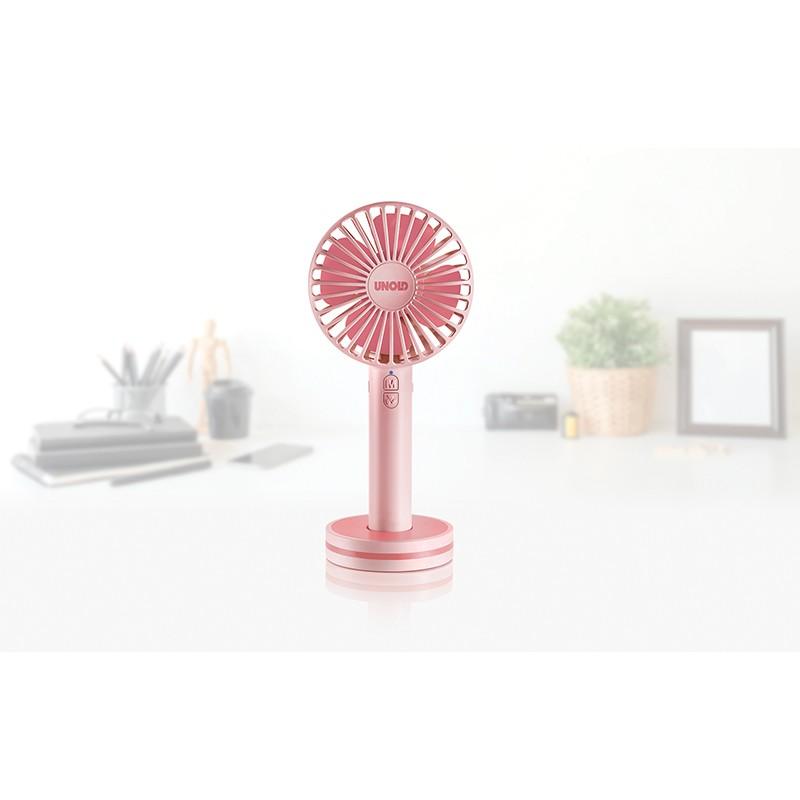 UNOLD Cooler Handventilator Breezy in rosa-pink 3 Stufen, Akku, USB-Anschluß