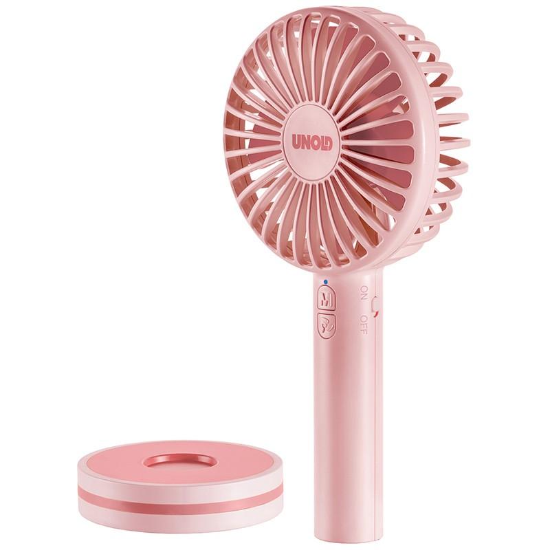 UNOLD Cooler Handventilator Breezy in rosa-pink 3 Stufen, Akku, USB-Anschluß