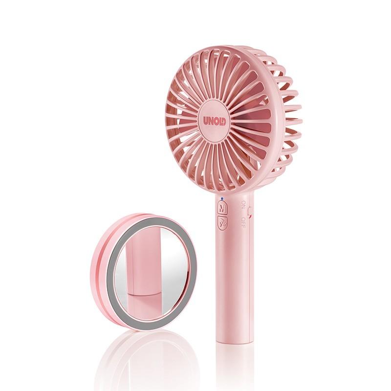 UNOLD Cooler Handventilator Breezy in rosa-pink 3 Stufen, Akku, USB-Anschluß