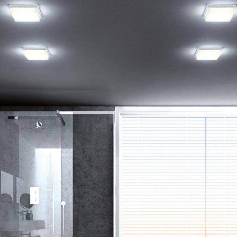 Quadratische Helestra COSI LED Glas Deckenleuchte in chrom 21x21cm