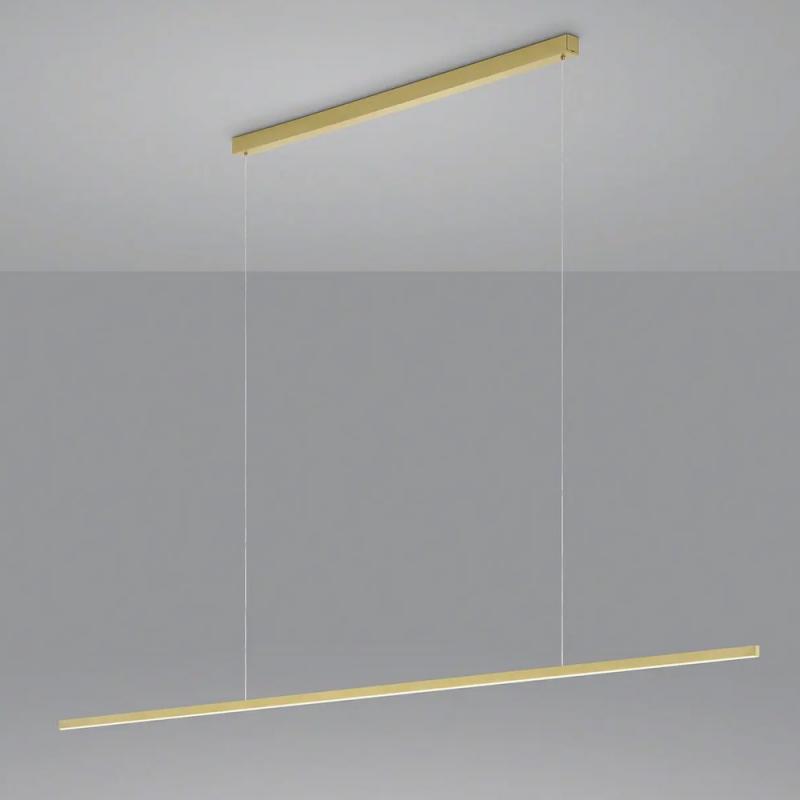 Helestra LOOPY Filigrane LED Balken Pendelleuchte in mattgold satiniert 150cm