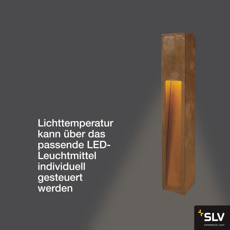 SLV 229411 RUSTY SLOT 80cm hohe Wegeleuchte aus Eisen mit Rostpatina IP44