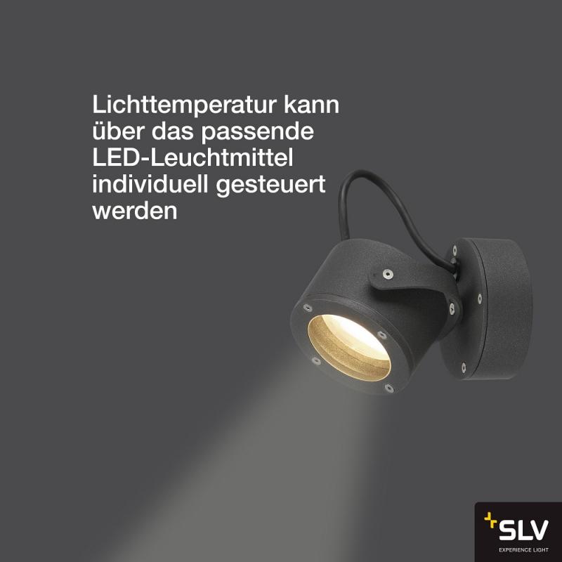 SLV 231515 SITRA 360 Runder schwenkbarer Außenwandstrahler anthrazit IP44