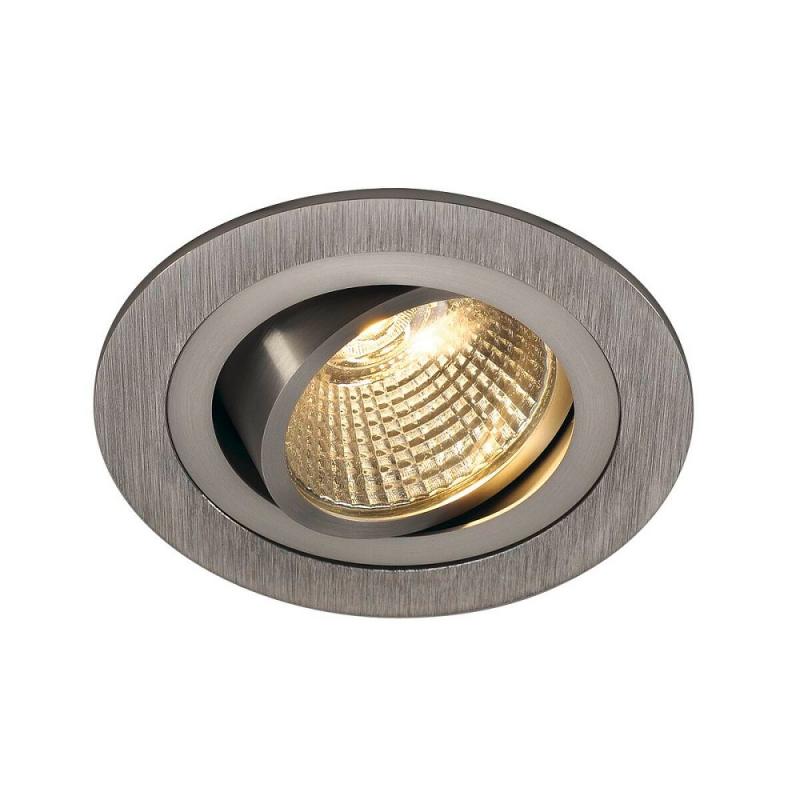 SLV 113906 NEW TRIA LED DL ROUND Set, Downlight, alu-brushed,6W,38°, 3000K, inkl. Treiber, Clipfed.