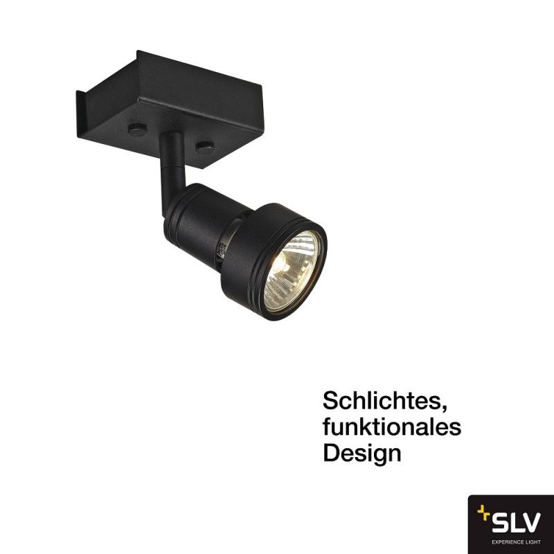 SLV 147360 PURI 1 Wand- und Deckenstrahler, matt schwarz mit Decoring