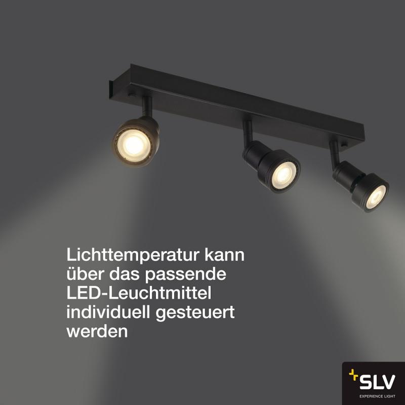 SLV 147380 PURI 3lfammiger Deckenstrahler in mattschwarz mit Decoring