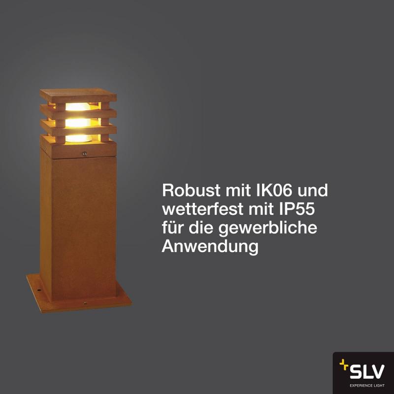 SLV 233427 RUSTY 40cm hohe massive eckige LED Wegheleuchte aus Stahl mit Rostpatina