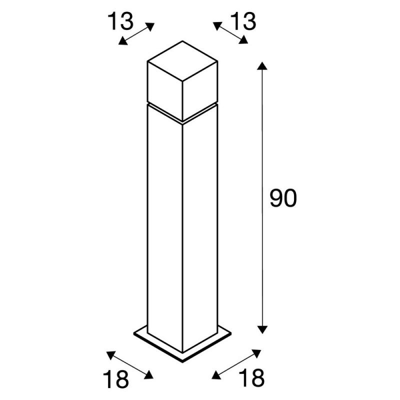 SLV 1000346 SQUARE POLE Wegeleuchte Aluminium gebürstet 90cm hoch eckig IP44