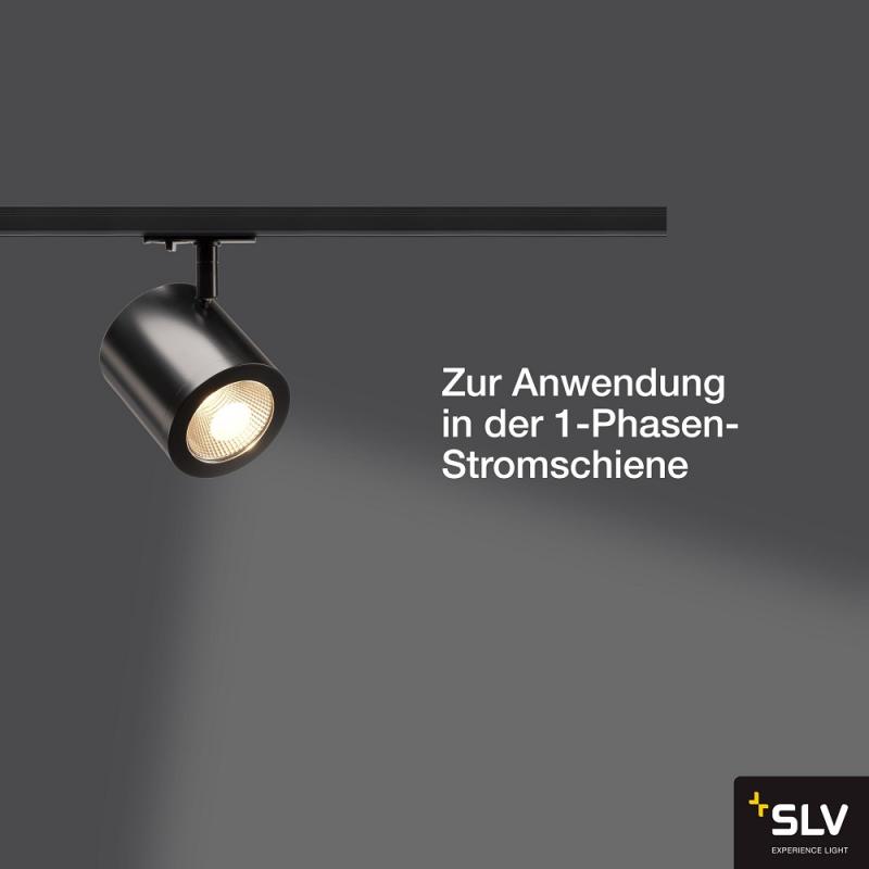 SLV 1000711 ENOLA_C LED Strahler für 1Phasen Hochvolt-Stromschiene, 3000K, schwarz, 35°, inkl. 1 Phasen-Adapter