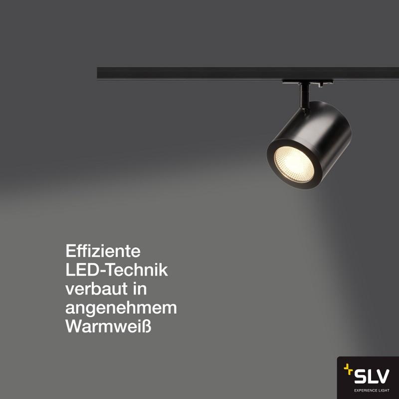 SLV 1000712 ENOLA_C LED Strahler für 1Phasen Hochvolt-Stromschiene, 3000K, schwarz, 55°, inkl. 1 Phasen-Adapter