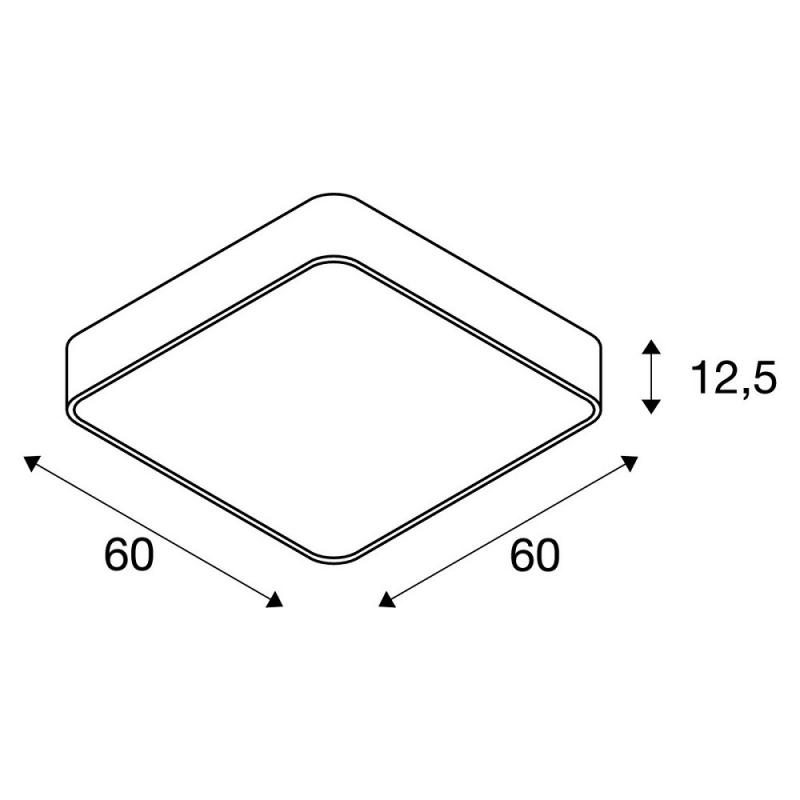 SLV 1000725 MEDO 60 SQUARE LED, Deckenleuchte, schwarz, 1-10V, 3000K