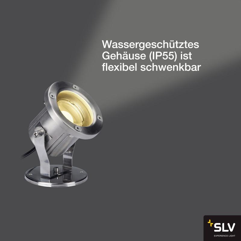 SLV 1001962 NAUTILUS SPIKE LED Outdoor Erdspießleuchte Edelstahl 316 IP55 3000K