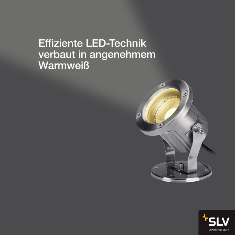 SLV 1001962 NAUTILUS SPIKE LED Outdoor Erdspießleuchte Edelstahl 316 IP55 3000K