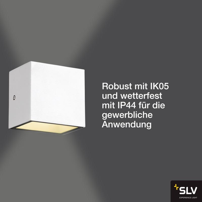 SLV 1002033 SITRA CUBE LED Wandleuchte für innen & außen in weiß inkl.warmweiße LED IP44