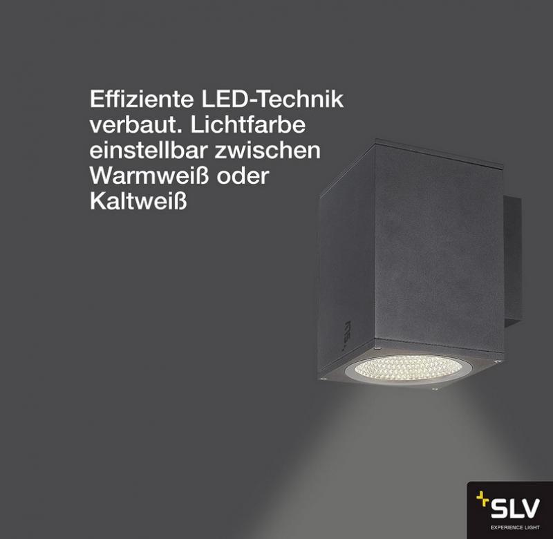 SLV 1003437 ENOLA SQUARE L single LED Außenwandleuchte anthrazit umschaltbare Farbtemperatur - hohe Farbwiedergabe
