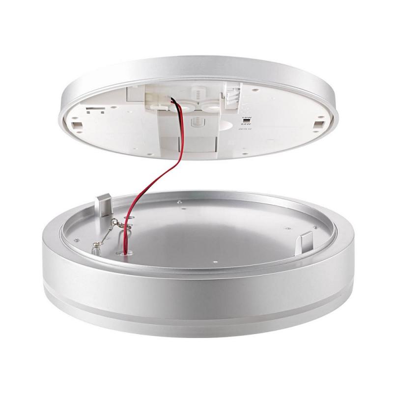 Umschaltbare moderne LED-Deckenlampe SPLIT ø27cm silber 18/24W 3000/4000K IP54 Sigor