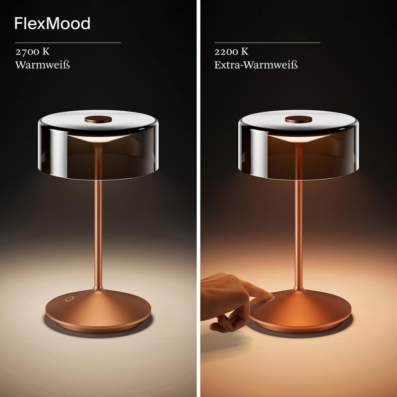 Sigor Akku-Glasleuchte Numotion bronzefarben mit FlexMood 2200K/2700K 265mm IP54 In- & Outdoor