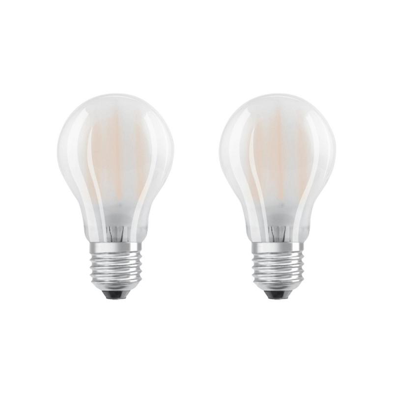 Doppelpack E27 Osram LED BASE Lampen opalweißes GLAS 6,5W wie 60W warmweiße  Wohnbeleuchtung