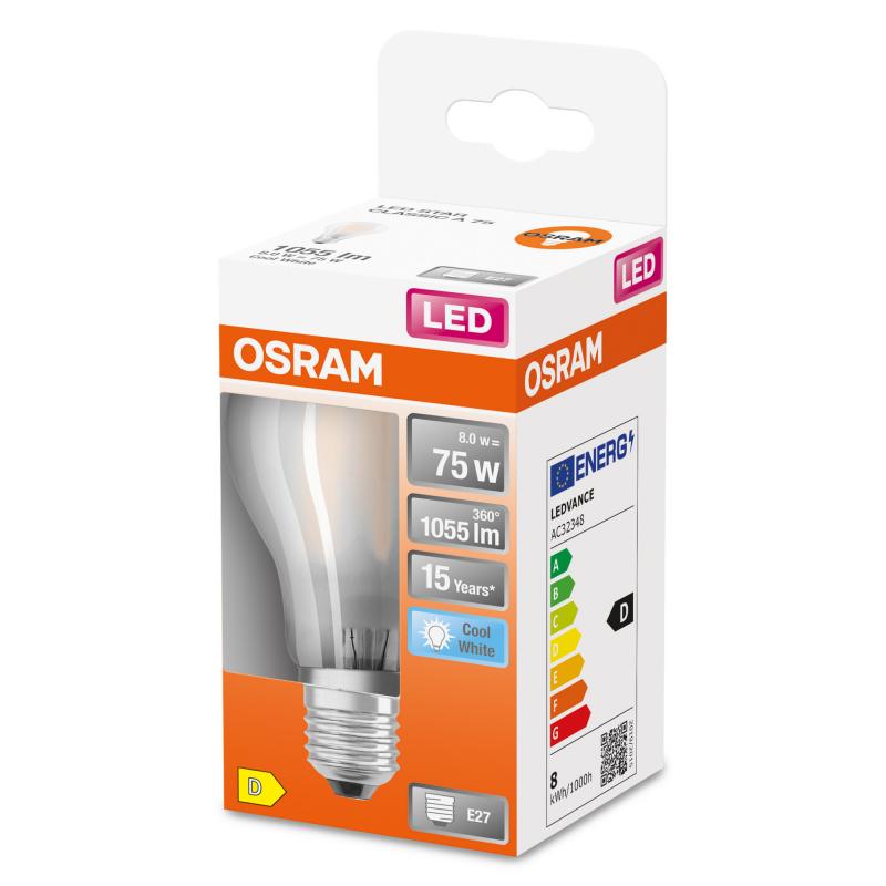 OSRAM LED E27 LED Glühbirne 8W wie 75W neutralweiße Arbeitsbeleuchtung