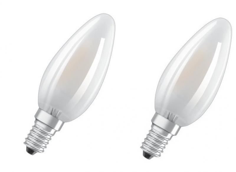 2er Pack OSRAM E14 LED STAR RETROFIT Lampe Kerzenform matt 4W wie 40W warmweißes Licht