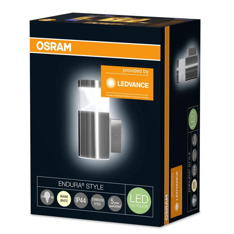 Nur noch angezeigter Bestand verfügbar: LED Wandleuchte Osram ENDURA STYLE Mini Cylinder Wall 4W Edelstahl