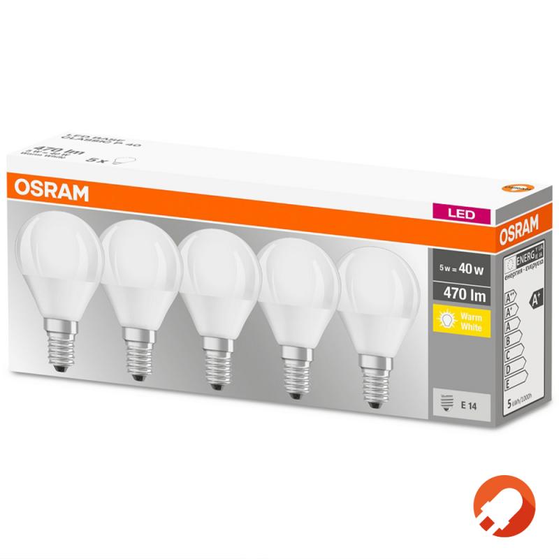 5er-PACK OSRAM LED E14 Leuchtmittel MATT 4,9W=40W warmweißes Licht