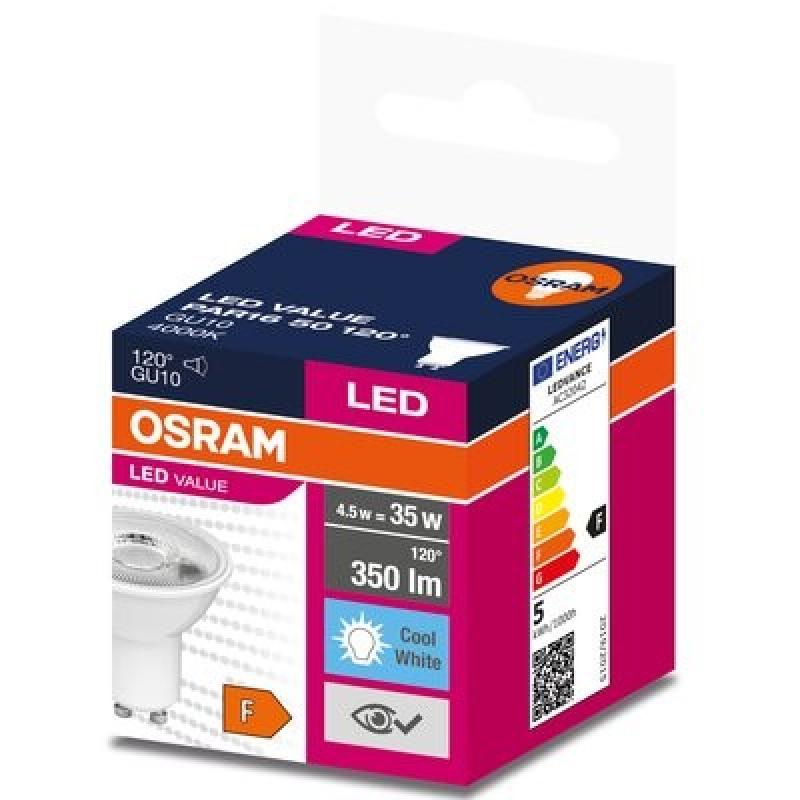 OSRAM GU 10 Value PAR16 LED Reflektor 120° 4,5W wie 35W neutralweiß 4000K - breiter Lichtkegel