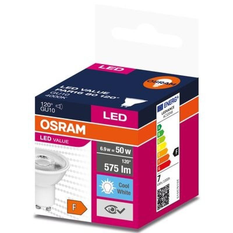 OSRAM GU 10 Value PAR16 LED Reflektor 120° 6.9W wie 50W neutralweiß 4000K - breiter Lichtkegel