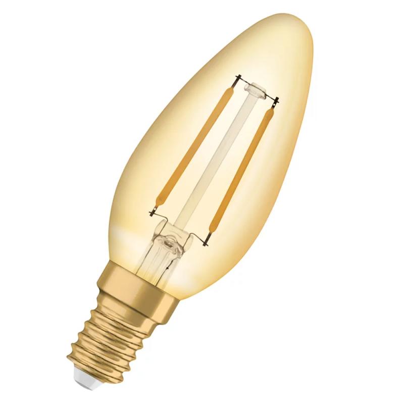 OSRAM LED E14 VINTAGE LED Kerzenlampe GOLD 1,5W wie 12W extra warmweißes Licht