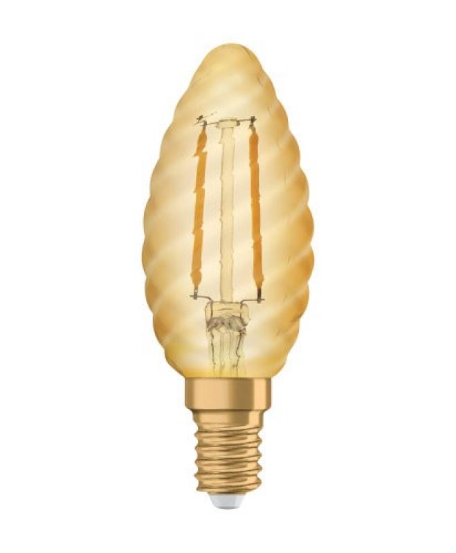 Osram E14 LED Kerzenlampe Classic VINTAGE 1906 gedrehte Form 1,5W wie 12W 2400K extra warmweißes Licht