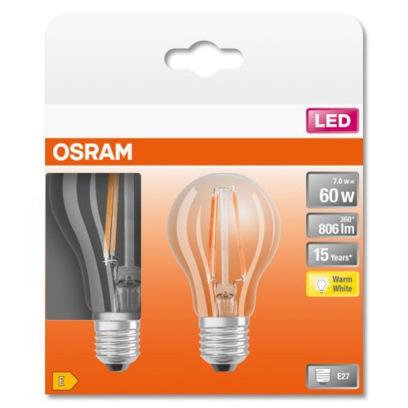 Sparset E27 OSRAM LED Filament LED Lampe 6,5W wie 60W warmweißes Licht