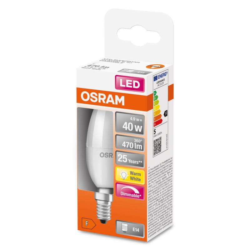 OSRAM E14 LED SUPERSTAR Lampe Kerzenform dimmbar matt 5.7W wie 40W warmweiß & blendfrei