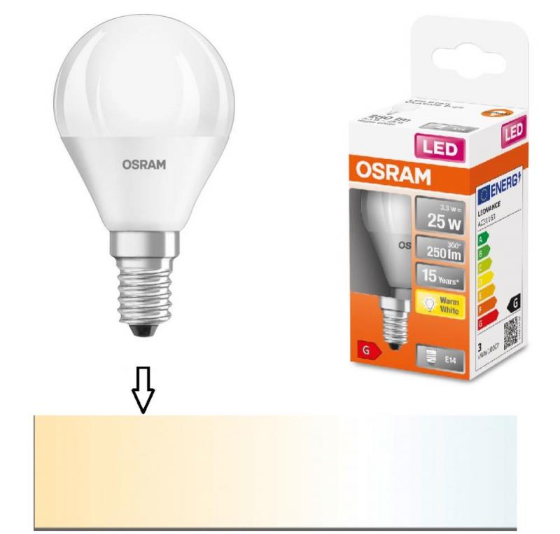 OSRAM E14 LED STAR Lampe Tropfenform matt 3,3W wie 25W warmweißes Licht