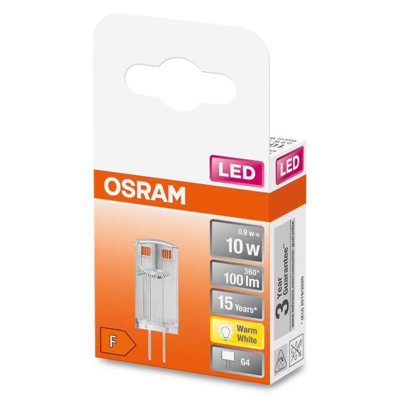 OSRAM LED PIN G4 Stiftsockel 0,9W wie 10W warmweiße Wohnraum Beleuchtung