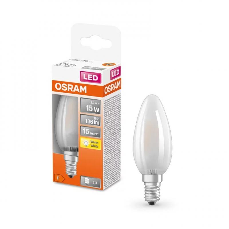OSRAM E14 LED STAR RETROFIT Lampe in Kerzenform blendfrei matt 1,5W wie 15W warmweißes Licht